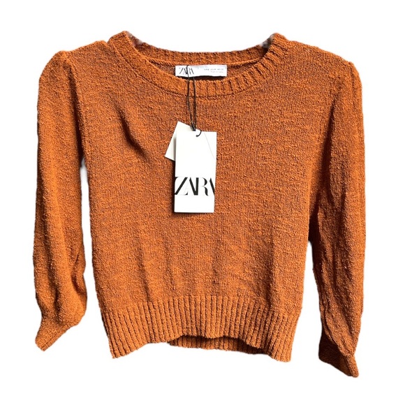Zara Sweaters - Zara Knit 3/4 Inch Sleeve Crop Top Sweater Brown Size Medium
